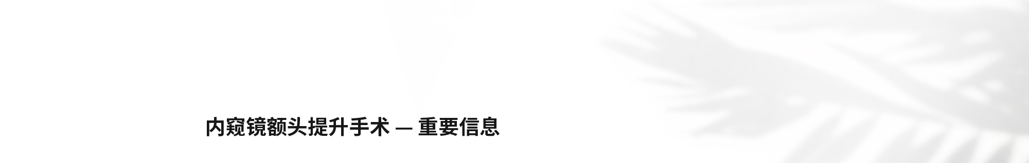 [内窥镜额头提升手术 — 重要信息]