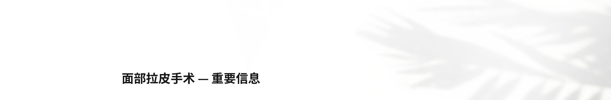 [面部拉皮手术 — 重要信息]